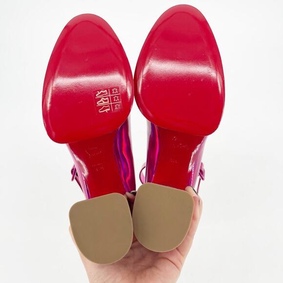 Christian Louboutin Yazefir 130 Pink Iridescent Leather Platform Pump EU 37.5 - Picture 13 of 14